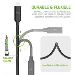 Cellet Wholesale New Arrivals DCCEXT - Type-C Male To Type-C Female Cable, Cellet 3.3ft (1m) Braided USB Type-C Male To Type-C Female Data Cable Compatible To Samsung Galaxy S20, S20 Plus, S20 Ultra, IPhone 12, 12 Pro Max, IPads And Other Type C Devices – Black