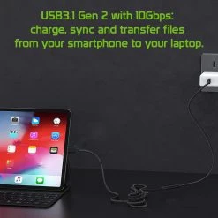 Cellet Wholesale New Arrivals DCCEXT - Type-C Male To Type-C Female Cable, Cellet 3.3ft (1m) Braided USB Type-C Male To Type-C Female Data Cable Compatible To Samsung Galaxy S20, S20 Plus, S20 Ultra, IPhone 12, 12 Pro Max, IPads And Other Type C Devices – Black