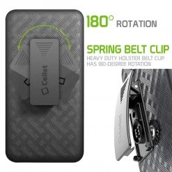 Cellet Wholesale HLGOOPX6 - Pixel 6 Holster, Shell Holster Kickstand Case With Spring Belt Clip For Google Pixel 6 – Black – By Cellet New Arrivals