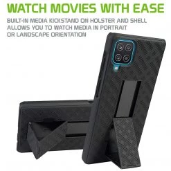 Cellet Wholesale HLSAMA12 - Cellet Galaxy A12 Holster Case, Heavy Duty Holster Phone Case With Built-in Kick-Stand And Spring Belt Clip Compatible With Samsung Galaxy A12