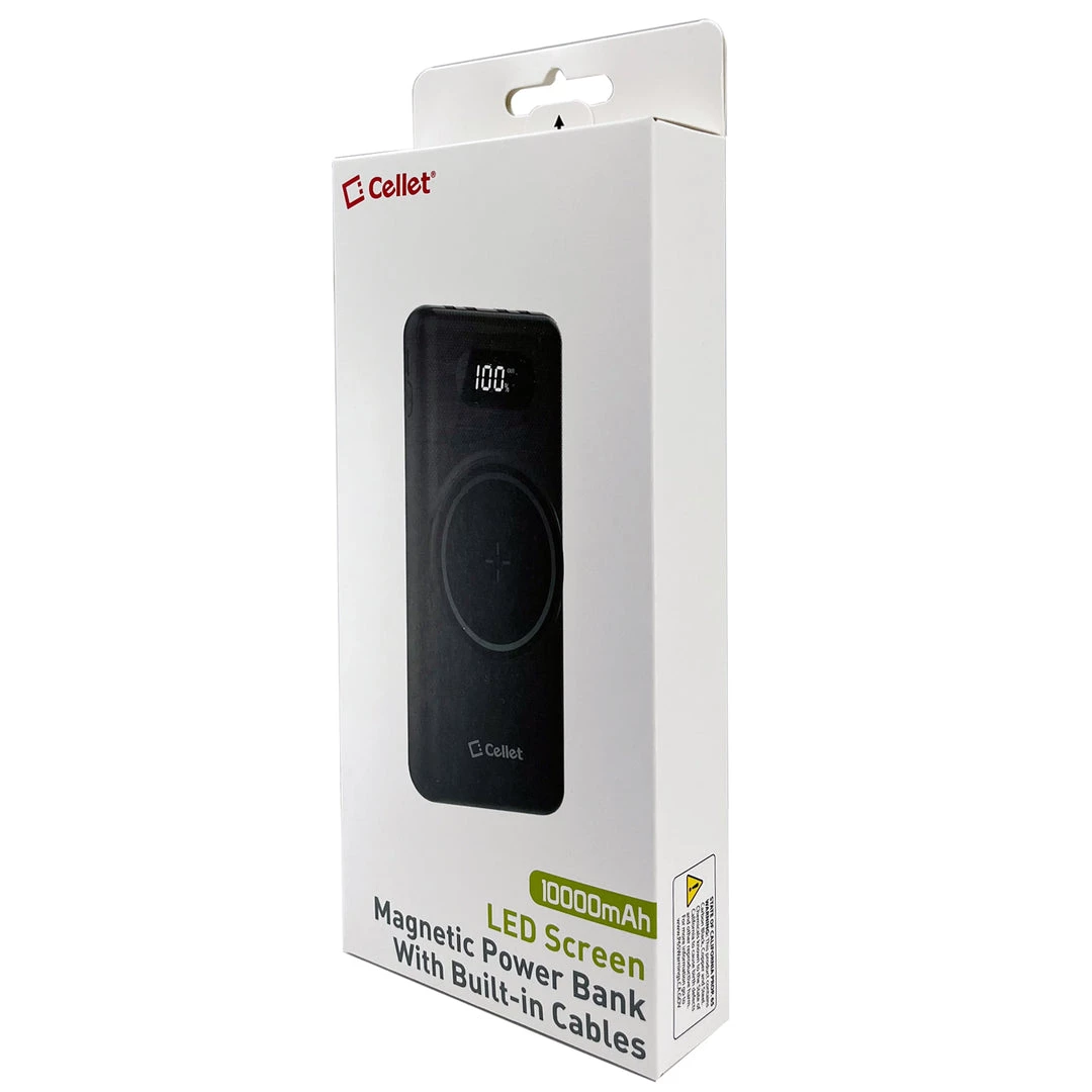 Cellet Wholesale QIMS1000 - Wireless Portable Charger, Magnetic 10000mAh Portable Power Bank With Wireless Charging Pad, Smart Digital Display Screen And Built In Lightning, Type-C And Micro USB Cable - Black 11 Cellet Wholesale QIMS1000 - Wireless Portable Charger, Magnetic 10000mAh Portable Power Bank With Wireless Charging Pad, Smart Digital Display Screen And Built In Lightning, Type-C And Micro USB Cable - Black