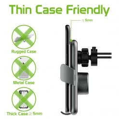 Cellet Wholesale QIV8GY-Wireless Charging Air Vent Mount, Fast Wireless Charging 15 Watt Phone Holder Mount With Auto Touch Release And Lock Cradle And 360 Degree Rotation Compatible To IPhone 13, 13 Pro, 13 Pro Max And 13 Mini And More - Gray New Arrivals