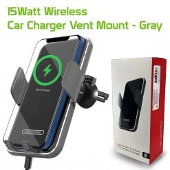 Cellet Wholesale QIV8GY-Wireless Charging Air Vent Mount, Fast Wireless Charging 15 Watt Phone Holder Mount With Auto Touch Release And Lock Cradle And 360 Degree Rotation Compatible To IPhone 13, 13 Pro, 13 Pro Max And 13 Mini And More - Gray New Arrivals