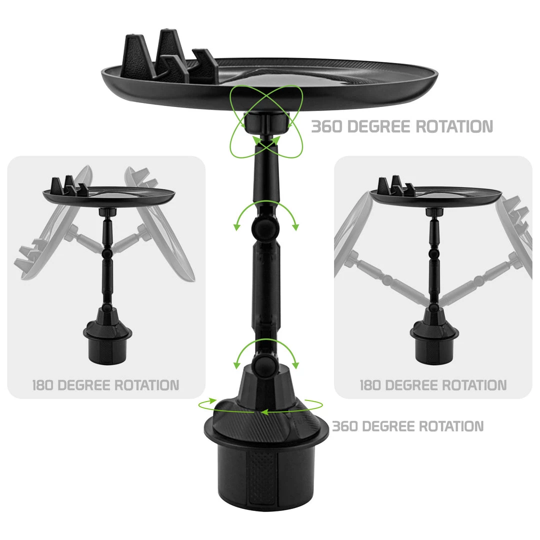 Cellet Wholesale New Arrivals PHSK119 - Cup Holder Tray For Car, Food Tray For Car Cup Holder With Phone Mount, 360 Degree Rotation And Non-Slip Matt For Cars, Boats, Golf Carts And More 4 Cellet Wholesale New Arrivals PHSK119 - Cup Holder Tray For Car, Food Tray For Car Cup Holder With Phone Mount, 360 Degree Rotation And Non-Slip Matt For Cars, Boats, Golf Carts And More