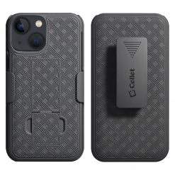 Cellet Wholesale HLIPH13MINI - IPhone 13 Mini Holster, Shell Holster Kickstand Case With Spring Belt Clip For Apple IPhone 13 Mini – Black – By Cellet