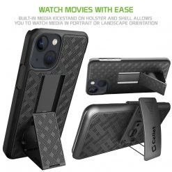 Cellet Wholesale HLIPH13 - IPhone 13 Holster, Shell Holster Kickstand Case With Spring Belt Clip For Apple IPhone 13 – Black – By Cellet New Arrivals