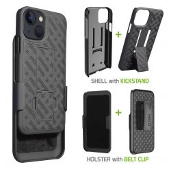 Cellet Wholesale HLIPH13 - IPhone 13 Holster, Shell Holster Kickstand Case With Spring Belt Clip For Apple IPhone 13 – Black – By Cellet New Arrivals