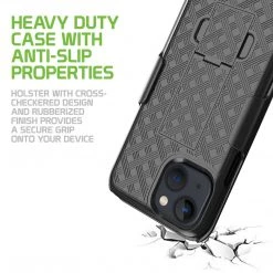 Cellet Wholesale HLIPH13 - IPhone 13 Holster, Shell Holster Kickstand Case With Spring Belt Clip For Apple IPhone 13 – Black – By Cellet New Arrivals
