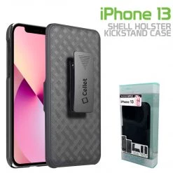 Cellet Wholesale HLIPH13 - IPhone 13 Holster, Shell Holster Kickstand Case With Spring Belt Clip For Apple IPhone 13 – Black – By Cellet New Arrivals