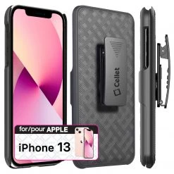 Cellet Wholesale HLIPH13 - IPhone 13 Holster, Shell Holster Kickstand Case With Spring Belt Clip For Apple IPhone 13 – Black – By Cellet New Arrivals