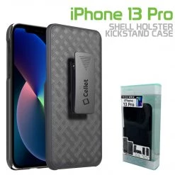 Cellet Wholesale HLIPH13P - IPhone 13 Pro Holster, Shell Holster Kickstand Case With Spring Belt Clip For Apple IPhone 13 Pro – Black – By Cellet New Arrivals