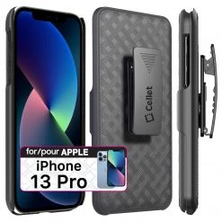 Cellet Wholesale HLIPH13P - IPhone 13 Pro Holster, Shell Holster Kickstand Case With Spring Belt Clip For Apple IPhone 13 Pro – Black – By Cellet New Arrivals