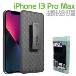 Cellet Wholesale HLIPH13PM - IPhone 13 Pro Max Holster, Shell Holster Kickstand Case With Spring Belt Clip For Apple IPhone 13 Pro Max – Black – By Cellet New Arrivals