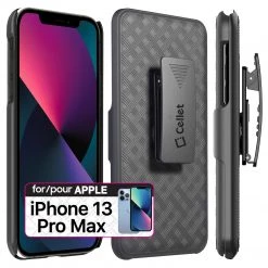 Cellet Wholesale HLIPH13PM - IPhone 13 Pro Max Holster, Shell Holster Kickstand Case With Spring Belt Clip For Apple IPhone 13 Pro Max – Black – By Cellet New Arrivals