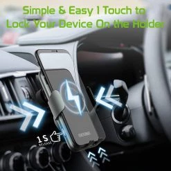 Cellet Wholesale QIV8SL-Wireless Charging Air Vent Mount, Fast Wireless Charging 15 Watt Phone Holder Mount With Auto Touch Release And Lock Cradle And 360 Degree Rotation Compatible To IPhone 13, 13 Pro, 13 Pro Max And 13 Mini And More - Silver New Arrivals