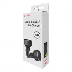 GoCellet PCA48W - Dual USB Car Charger, Universal High Power 48 Watt Dual (USB A & USB C) Port Car Charger By Cellet - Black