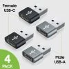 Cellet Wholesale DCDA4 - 4 Pack - USB C Female To USB Male Adapter, Type C To A Data Sync And Charger Cable Adapter Compatible To IPhone 12, MacBook Pro 2019, MacBook Air 2020, IPad Pro 2020, Samsung Galaxy S20, S20 Plus, S20 Ultra, Google Chromebook And More