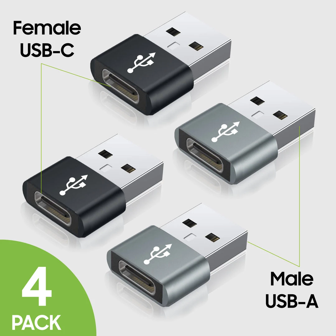 Cellet Wholesale DCDA4 - 4 Pack - USB C Female To USB Male Adapter, Type C To A Data Sync And Charger Cable Adapter Compatible To IPhone 12, MacBook Pro 2019, MacBook Air 2020, IPad Pro 2020, Samsung Galaxy S20, S20 Plus, S20 Ultra, Google Chromebook And More 1 Cellet Wholesale DCDA4 - 4 Pack - USB C Female To USB Male Adapter, Type C To A Data Sync And Charger Cable Adapter Compatible To IPhone 12, MacBook Pro 2019, MacBook Air 2020, IPad Pro 2020, Samsung Galaxy S20, S20 Plus, S20 Ultra, Google Chromebook And More