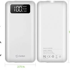 GoCellet BA10001WT - Portable Battery Power Bank Slim 10000mAh Smart Digital Display Screen -White Full Catalog