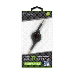CN3535RBKB - Cellet Black Retractable 3.5mm Pin To 3.5mm Input Stereo Audio Cable
