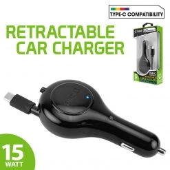 Full Catalog PUSBC30R - Cellet 3A / 15W USB Type-C Retractable Car Charger For LG G5, Nexus 5X, Nexus 6P, Nokia Lumia 950/950 XL, OnePlus 2, Samsung Galaxy Note 7