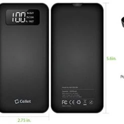 GoCellet BA10001BK - Portable Battery Power Bank Slim 10,000mAh Smart Digital Display Screen -Black