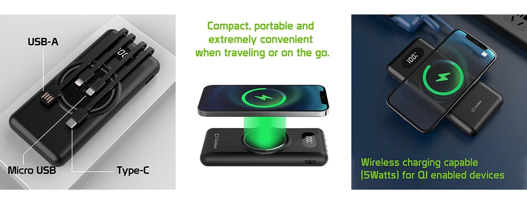 Cellet Wholesale QIMS1000 - Wireless Portable Charger, Magnetic 10000mAh Portable Power Bank With Wireless Charging Pad, Smart Digital Display Screen And Built In Lightning, Type-C And Micro USB Cable - Black 10 Cellet Wholesale QIMS1000 - Wireless Portable Charger, Magnetic 10000mAh Portable Power Bank With Wireless Charging Pad, Smart Digital Display Screen And Built In Lightning, Type-C And Micro USB Cable - Black